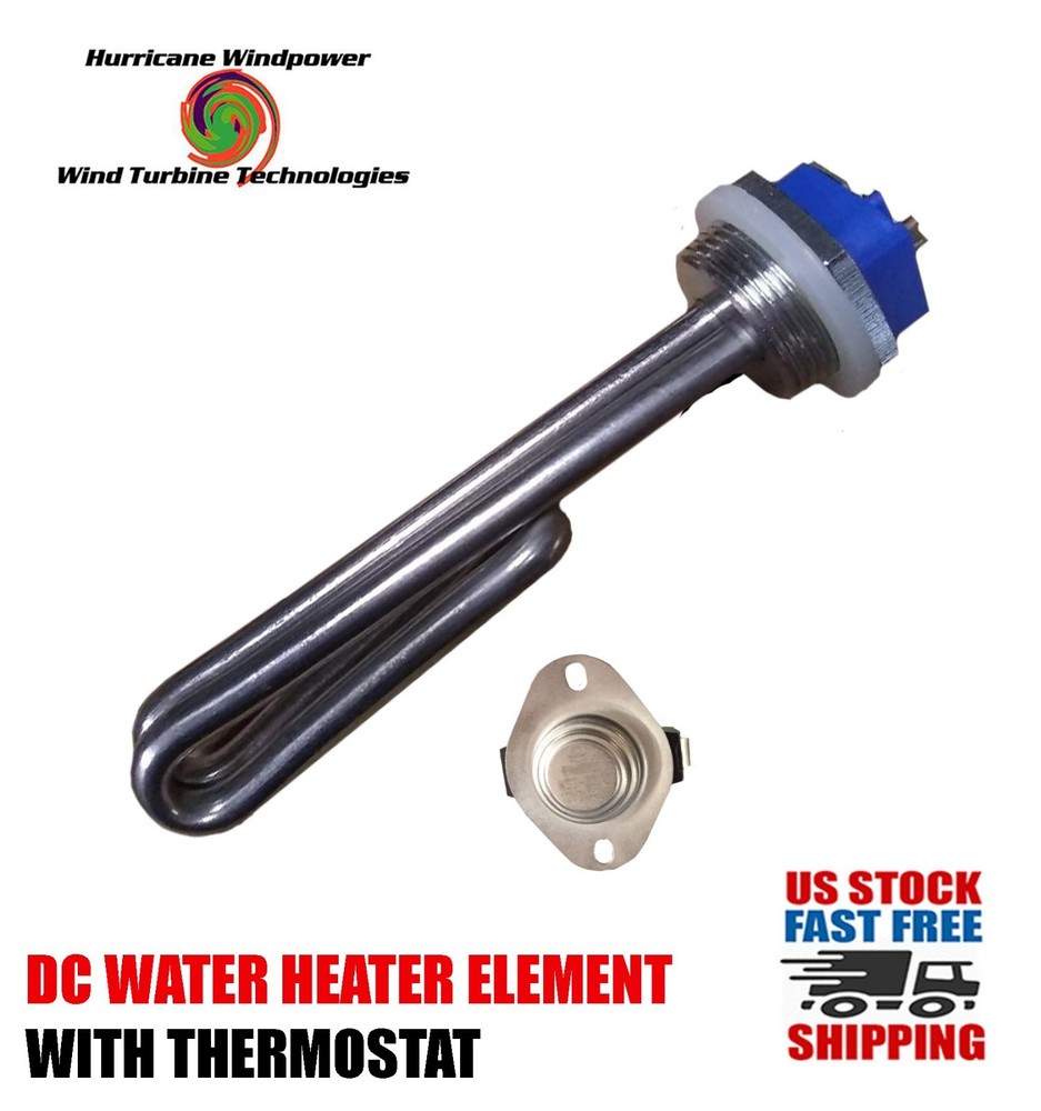 DC Water Heater Element 48 Volt 600 Watt with Thermostat 140 Degrees F
