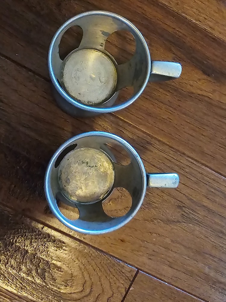 2 Antique Nickel Silver Lily Cup Holders