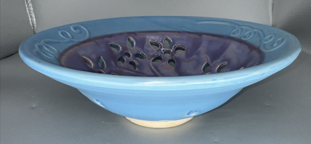 Studio Multicolor Pottery Colander Berry Bowl Ceramic Handmade 10.5” Strainer