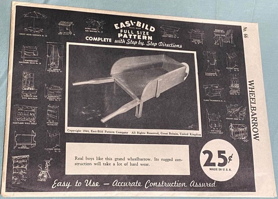 (2) Antique 1944 DIY patterns - EASI-BILD WOODWORKING PATTERNS - NEW, Full Uncut