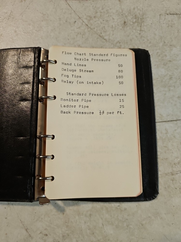 Vintage Firefighter Notebook. Hose, Flow, Pressure And Other Interesting Notes