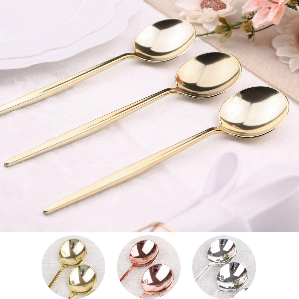 24 pcs 8" Heavy Duty Plastic Spoons Disposable Wedding Party Tableware