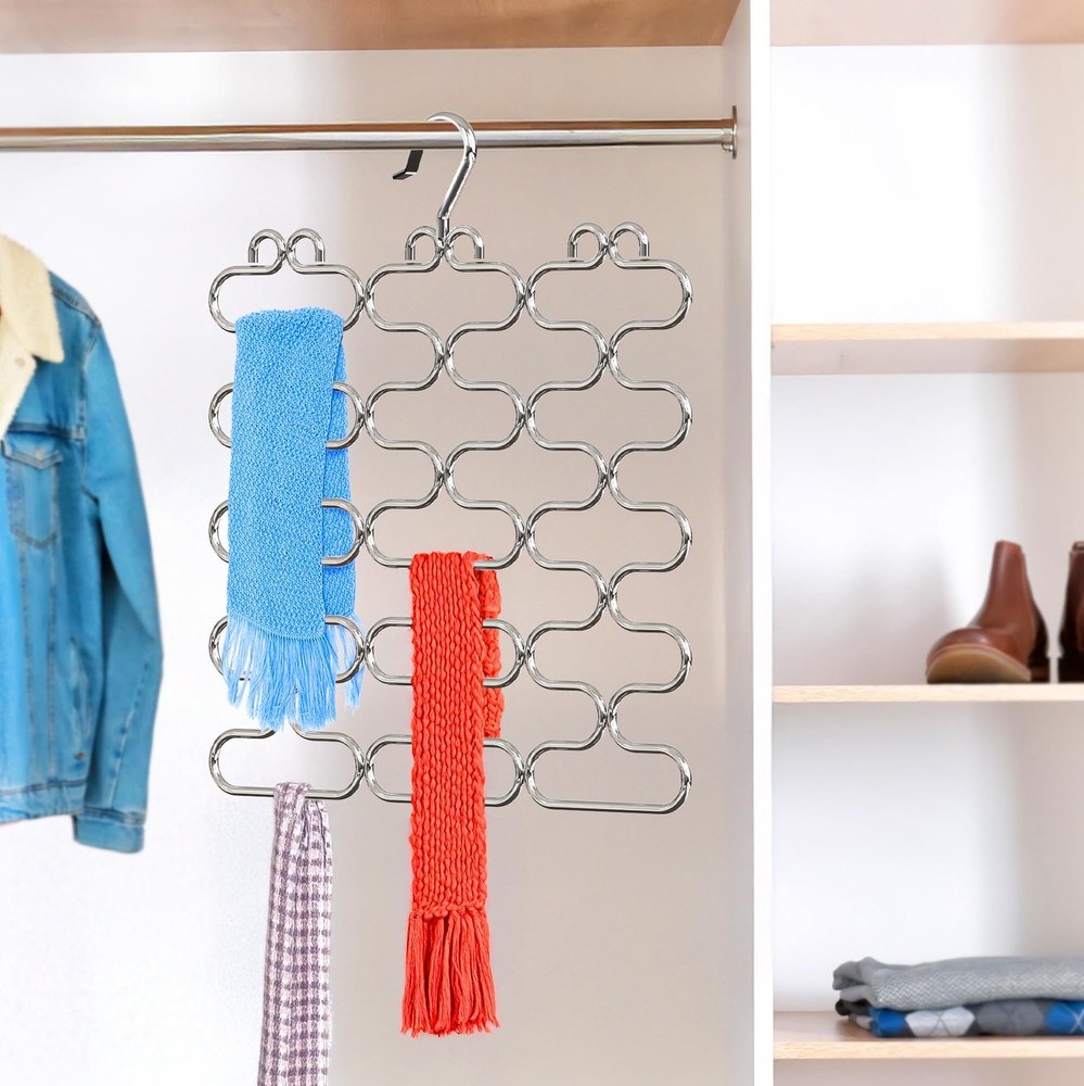 Scarf Hanger for Closet, 23 Loop, Chrome