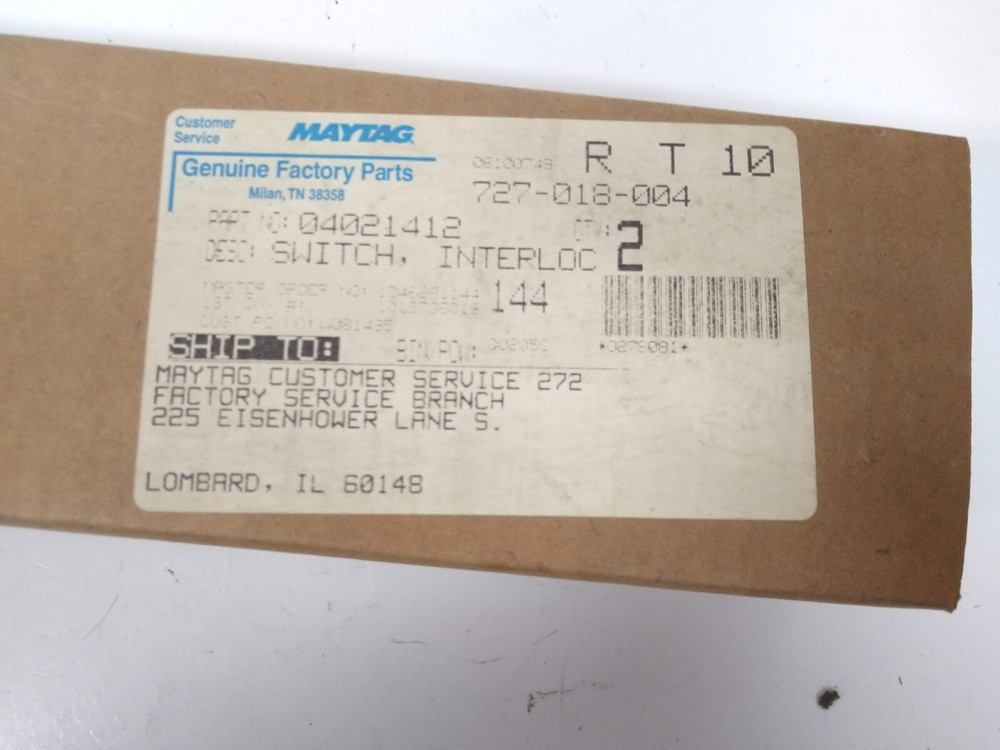 Maytag Interlock Switch 04021412