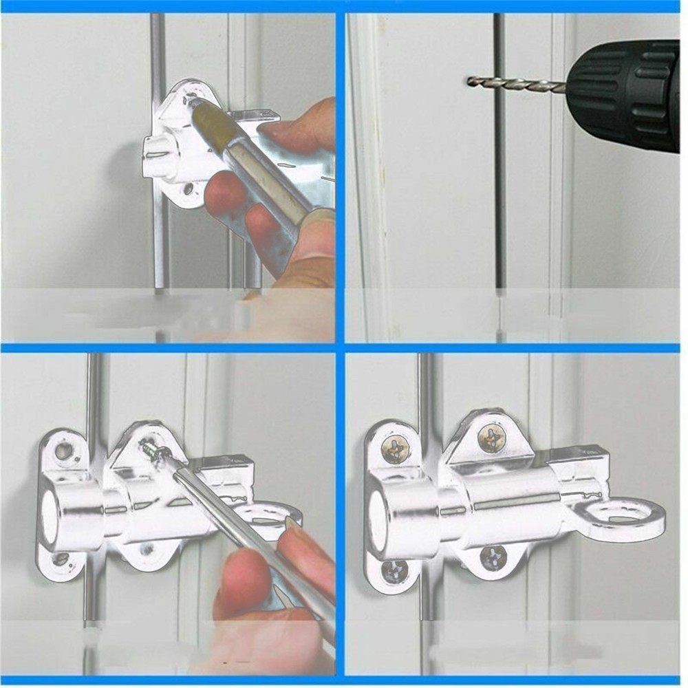 Silver Alloy Security Automatic Window Gate Lock Spring Bounce Door Bolt