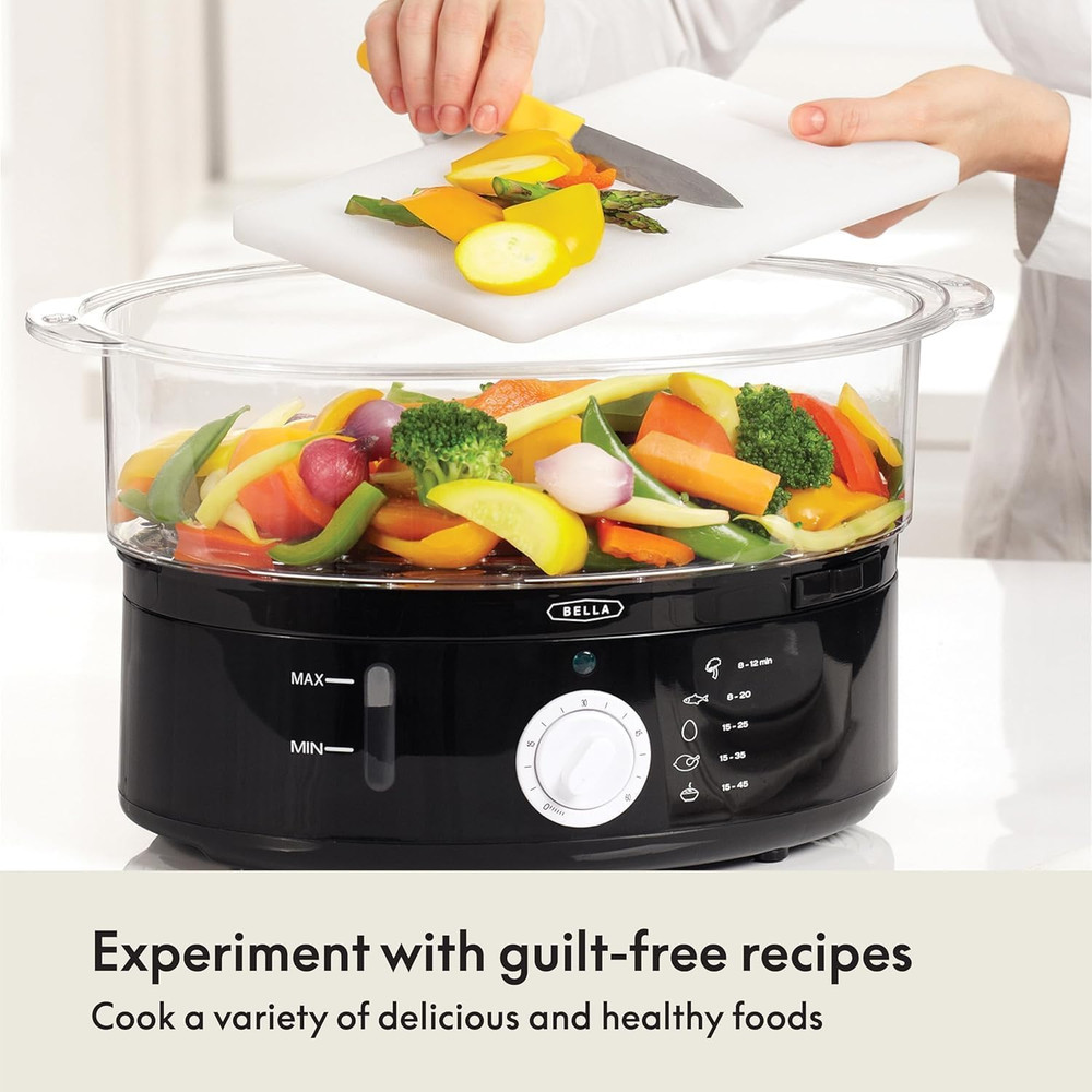 Two Tier Food Steamer with Stackable Baskets & Removable Base for Fast Simultane