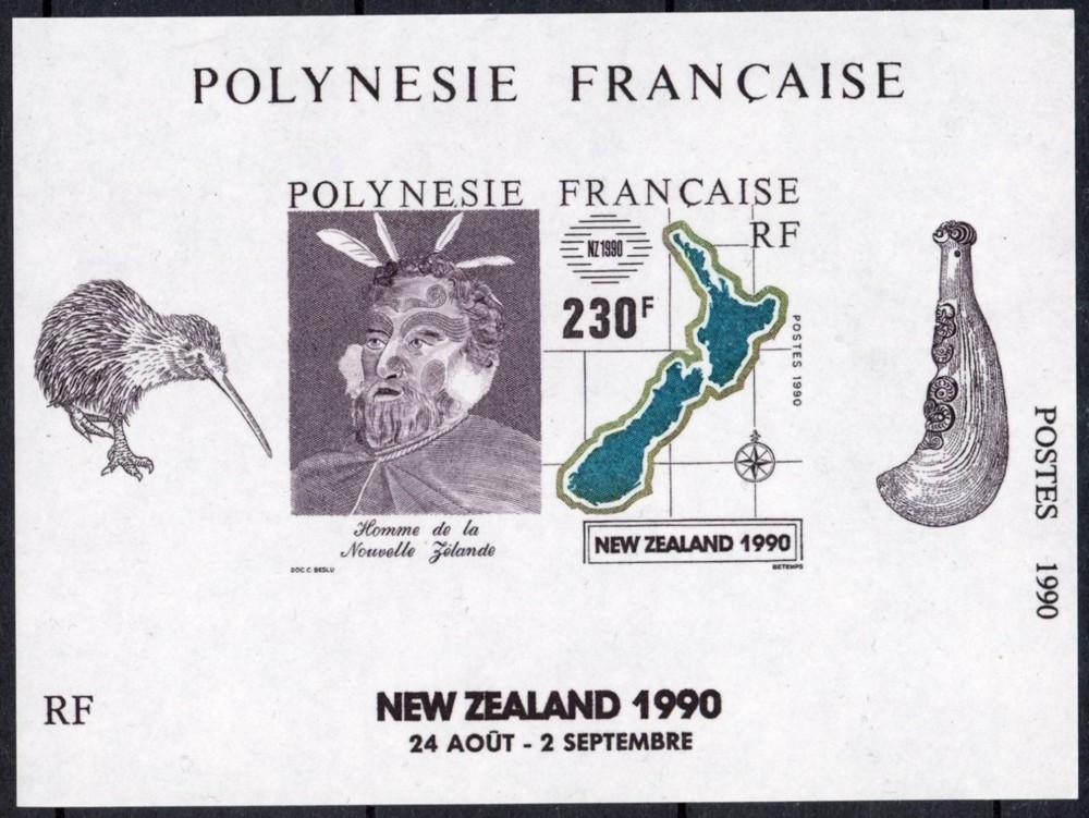 Polynesia 1990 : Maps / Birds - Good Very Fine MNH Imperf Sheet