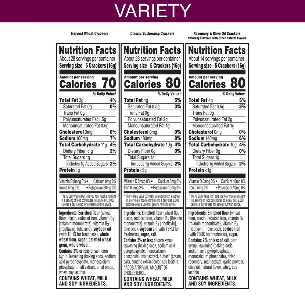 Kellogg's Toasted Variety Pack Crackers, 40 oz – Assorted Flavors, Snack Pack