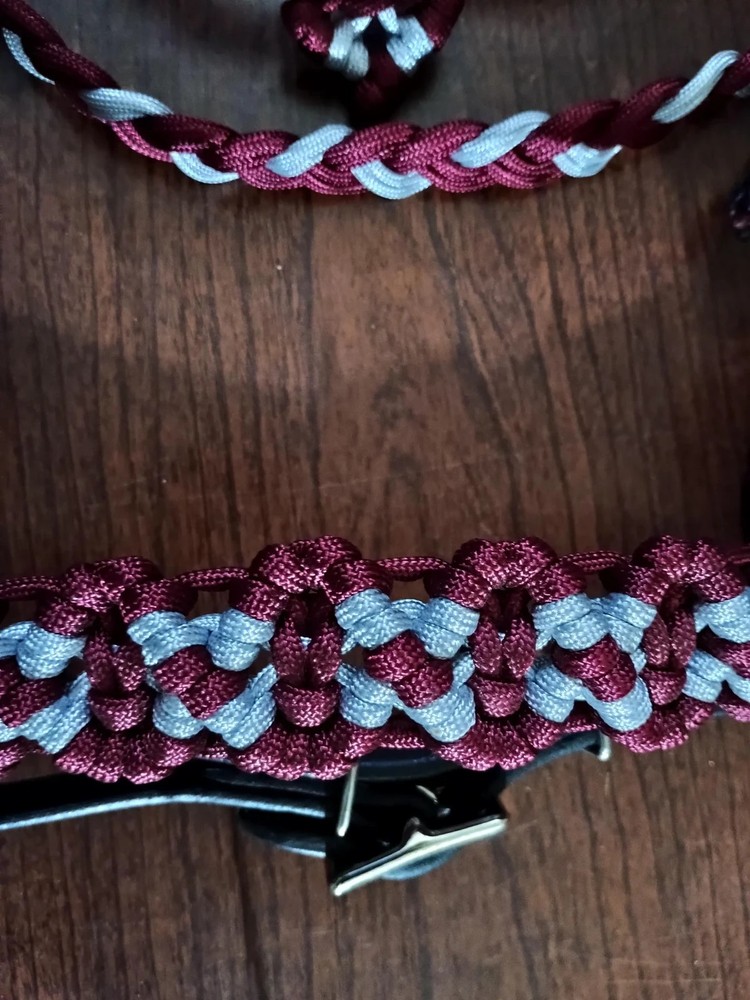 Maroon and Silver Sidepull Miniature Horse Headstall NEW