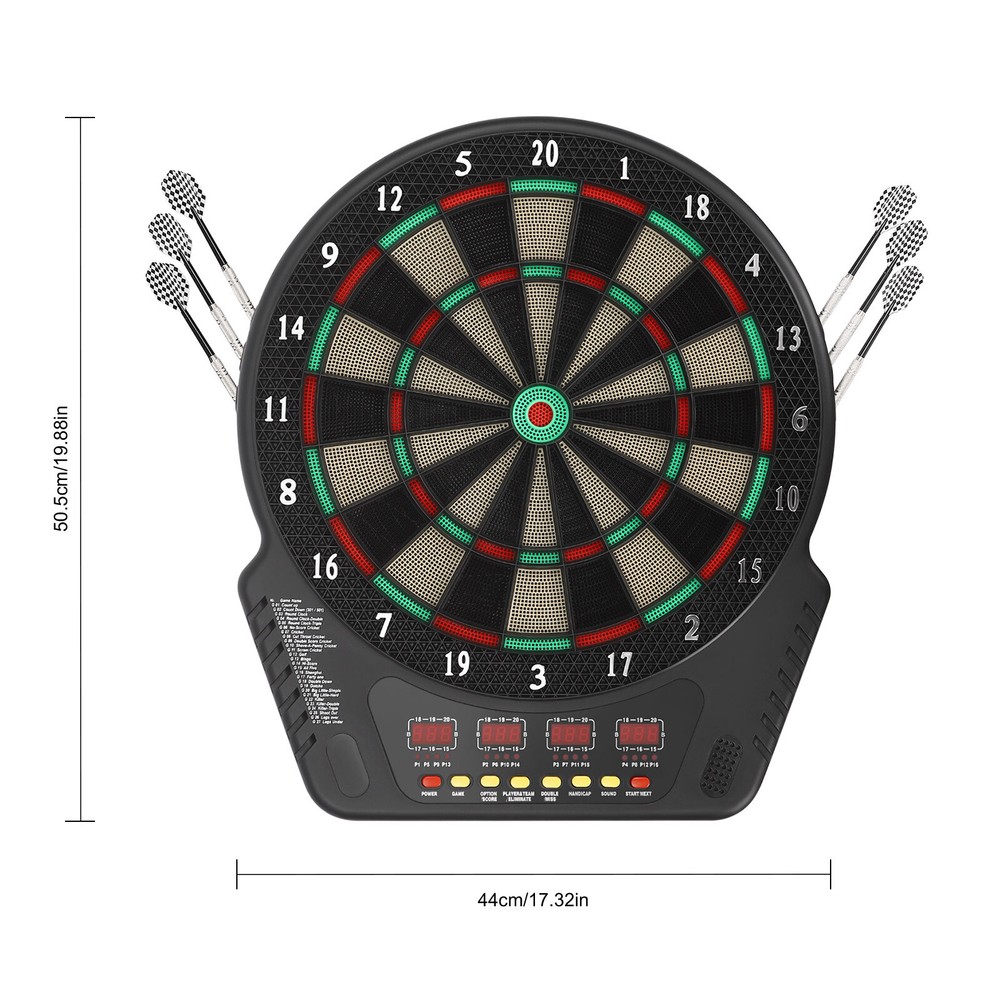 Electronic Dart Board with 27 Game Modes, LED Screens & Soft Tip Darts