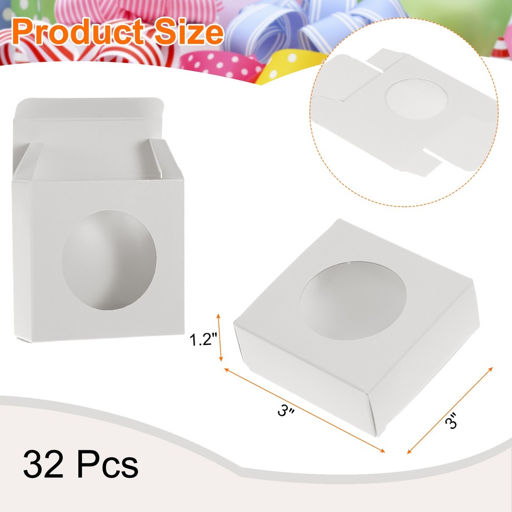 32Pcs Soap Packaging Boxes 3x3x1.2 Inch for Crafts White