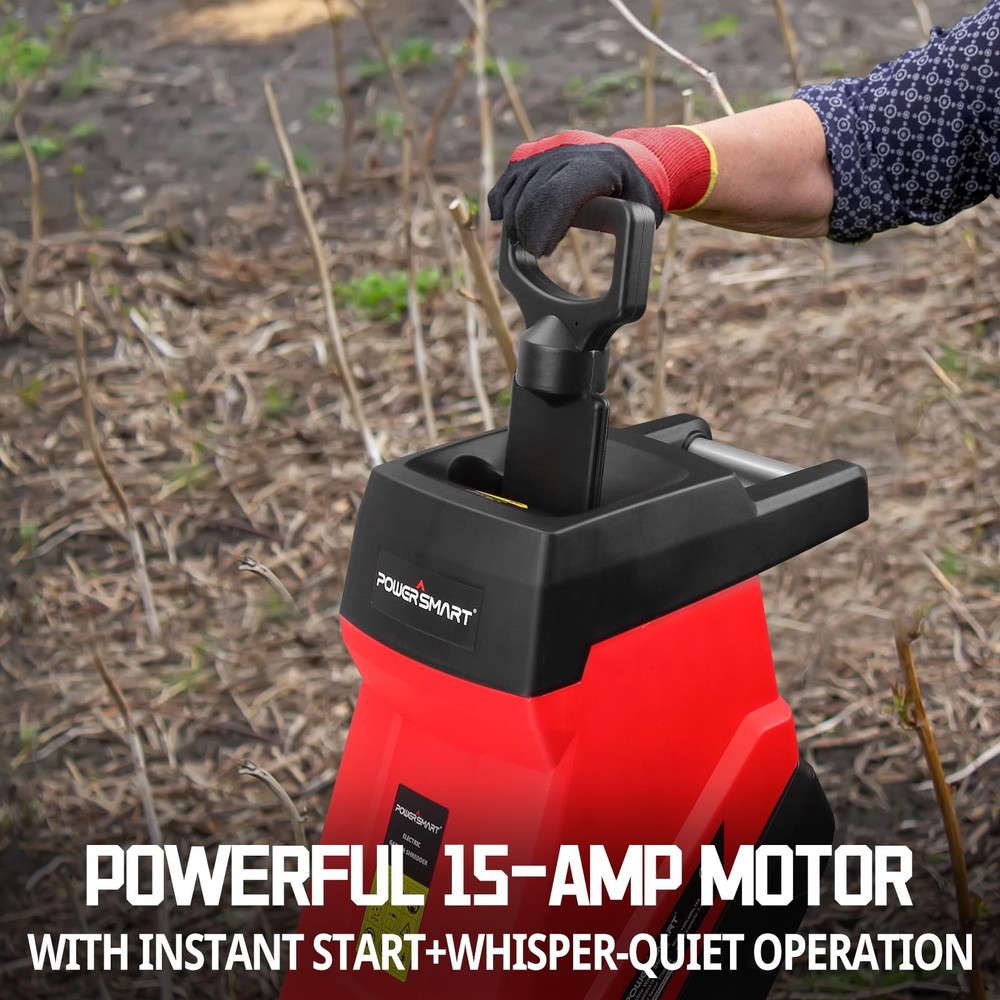 PowerSmart Electric Wood Chipper Shredder, with Bag, BLACK & RED