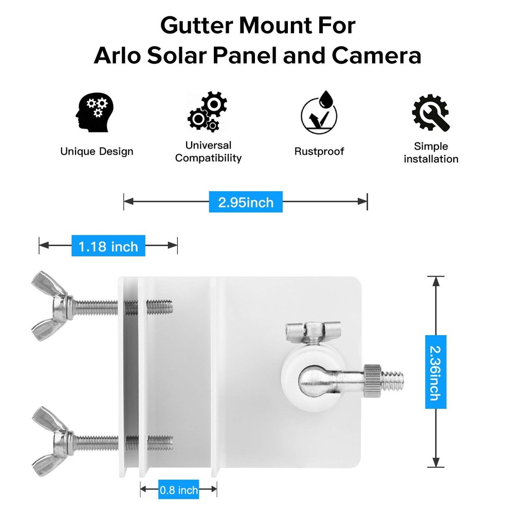 2Pack Gutter Mount Compatible with Arlo Essential Solar Panel, Arlo Pro 5S/Pro 4