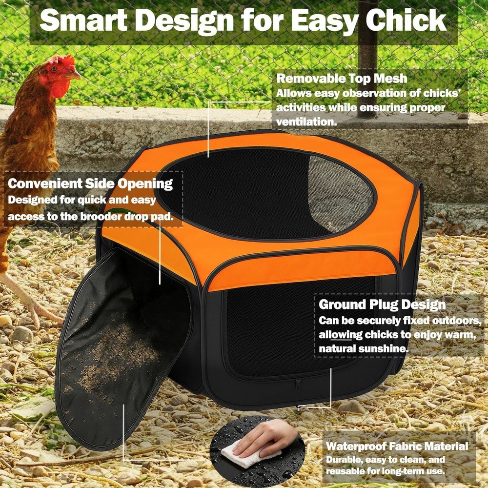 Pop Up Chicken Brooder Starter Kit - Easy to Assemble, Portable & Easy to