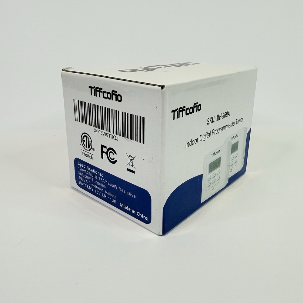 Tiffcofio MH-269A Indoor Digital Programmable Timer Plug 120V 15A LCD Display