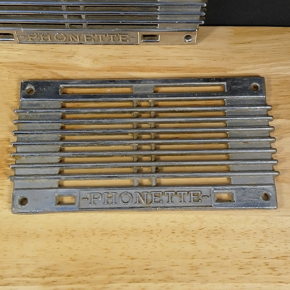 1940's? Pair Chrome Deco -PHONETTE- Intercom Telephone System Speaker Grill