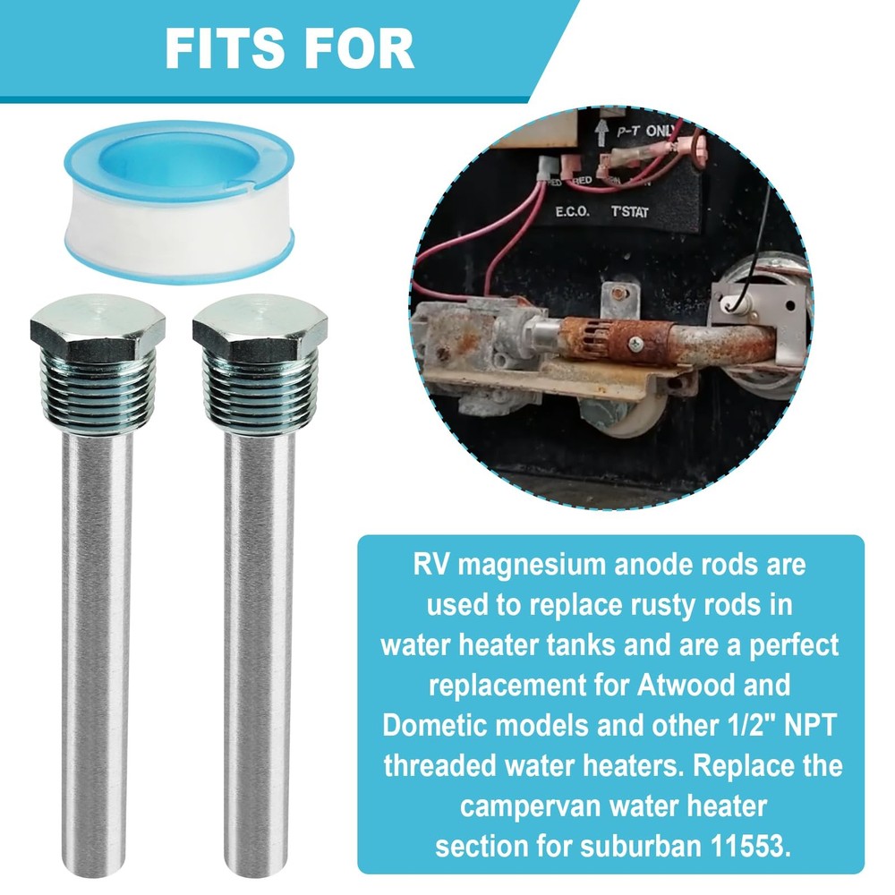 RV Water Heater Anode Rod - 4.5" L X 1/2" NPT/camper water heater Replacement...