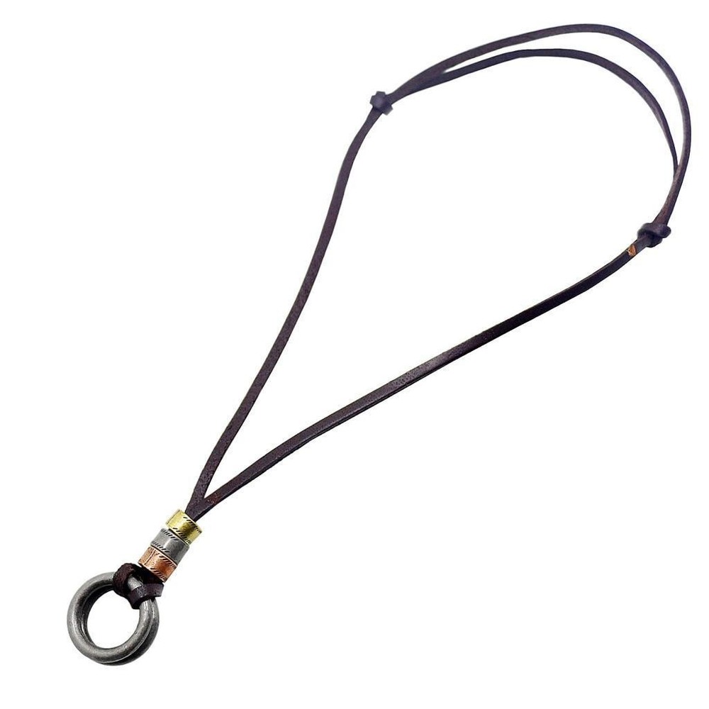 Vintage Pendant Leather Double Circle Rope Glasses Holder