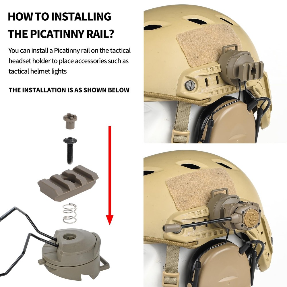 Comta 2 Tactical Headset with Arc Rail Adapter Multi-Angle WZ212-DE, Tan