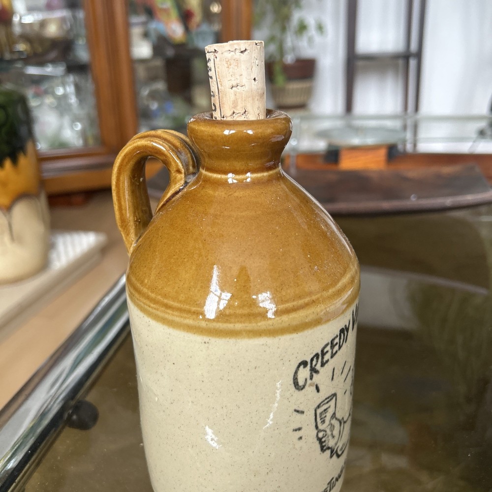 Vintage Empty Stoneware Creedy Cider Devon Flagon 18cm
