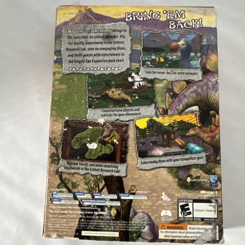 Zoo Tycoon 2: Extinct Animals Expansion Pack (PC, 2007) Sealed