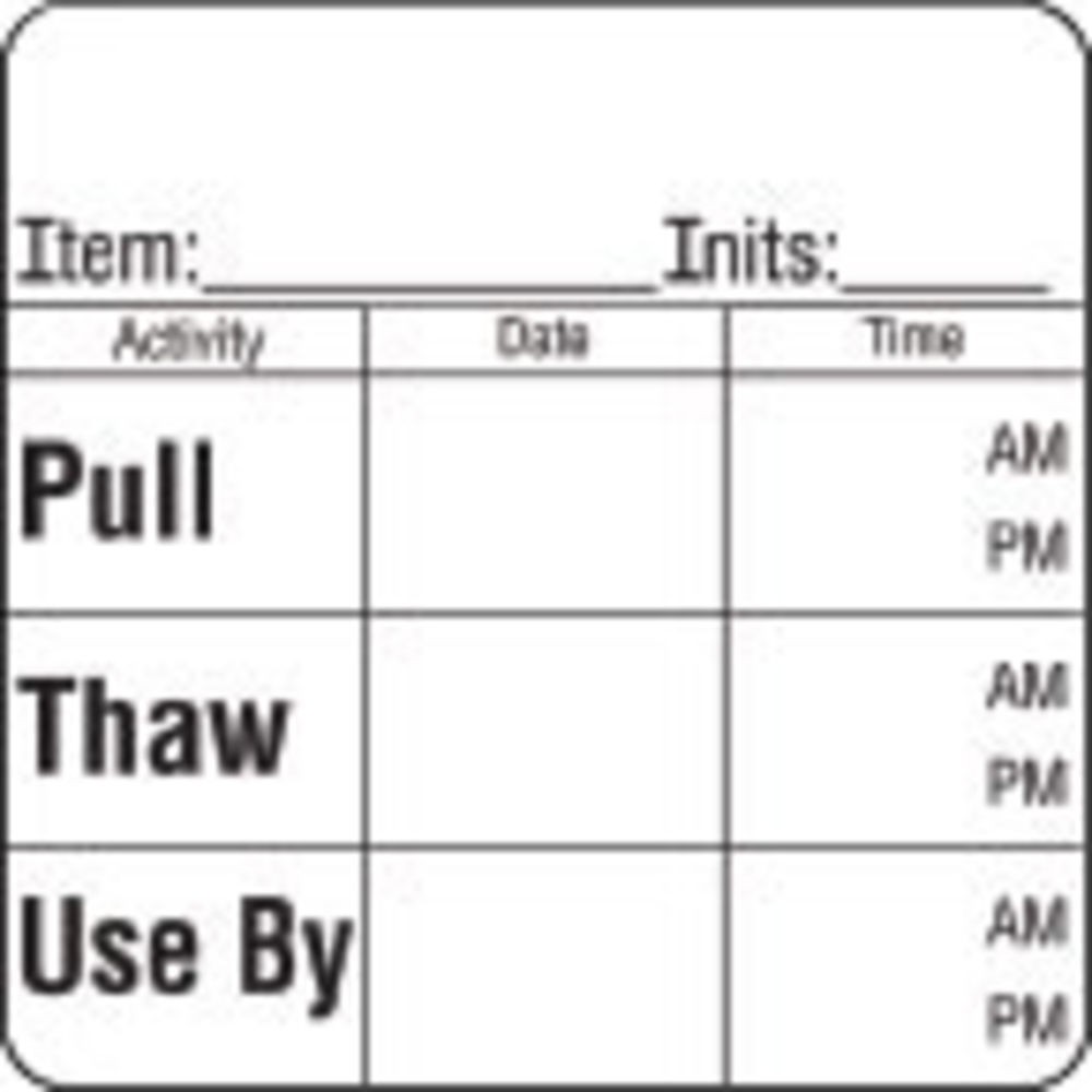 Pull/Thaw/Use by Labels White Freezer Black Imprint - 2"L x 2"H 500 Per Roll