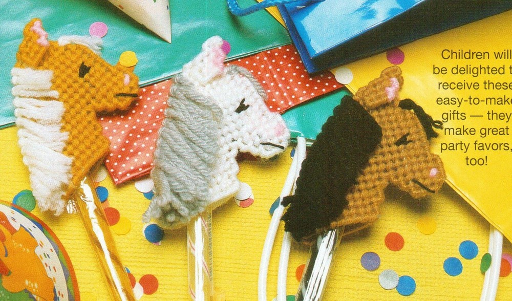 CANDY STICK HORSES ORNAMENTS CHRISTMAS PLASTIC CANVAS PATTERN INSTRUCTIONS