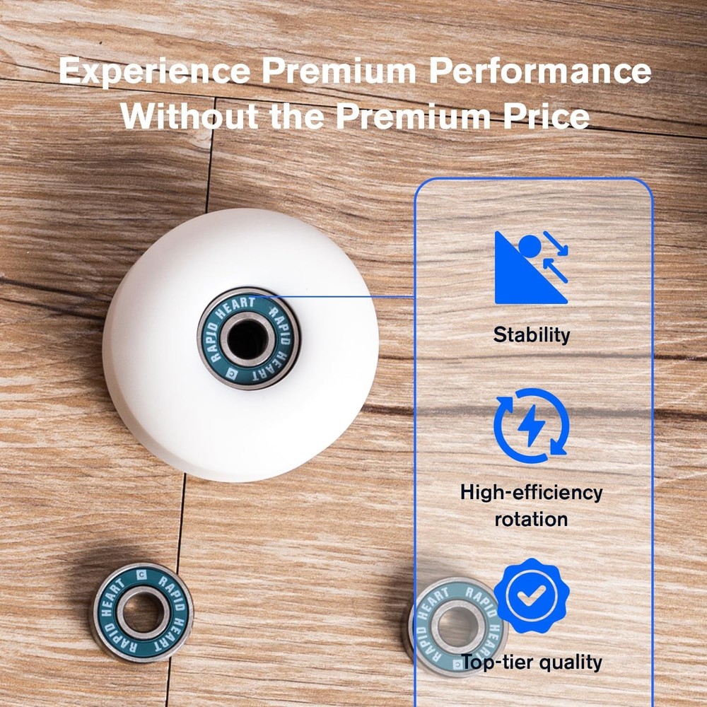 Rapid Heart 8 Pack 608 2RS Precision Ceramic Blue Bearings. 40+ Seconds Spin ...