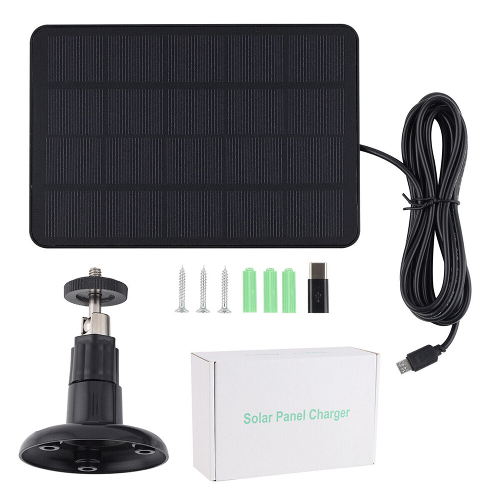 Solar Panel Micro USB C Power CCTV Camera Security Cam Battery Charger Outdoor