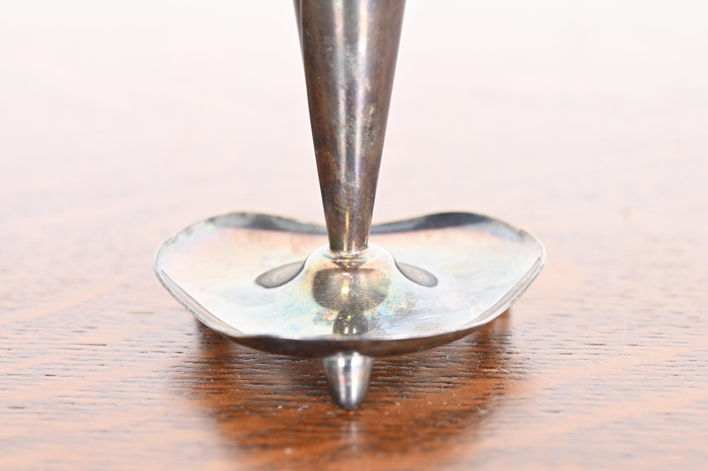 Hans Jensen Danish Modern Calla Lily Silverplate Candlesticks, Pair