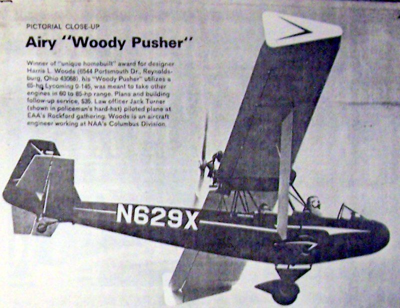 WOODY PUSHER PLAN + CONSTRUCTION ARTICLE for 47" RC Model Builder Model Airplane