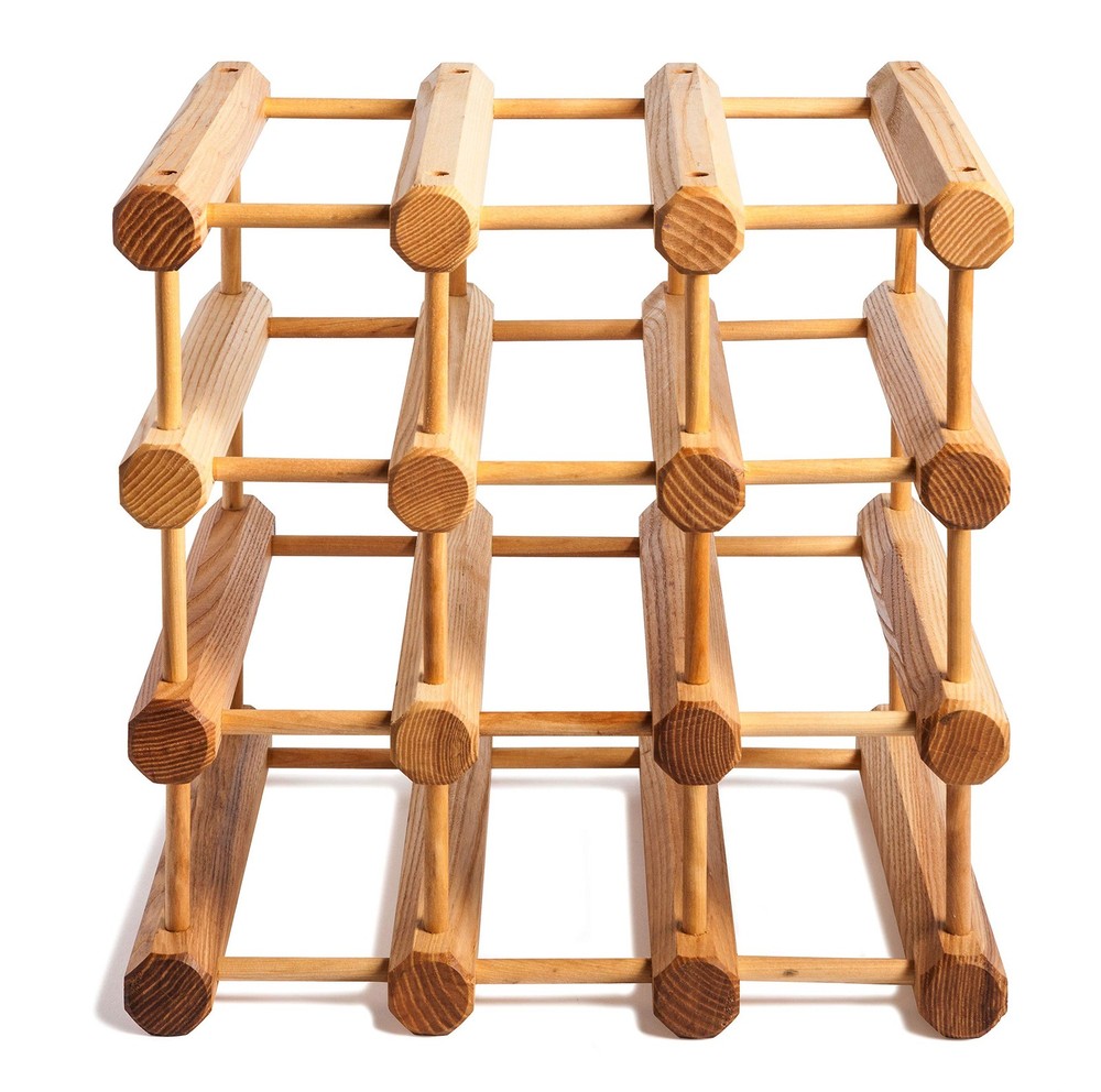 Wood Stackable Modular Wine Rack Storage Holder with Natural Pins, 12 Bottle,...