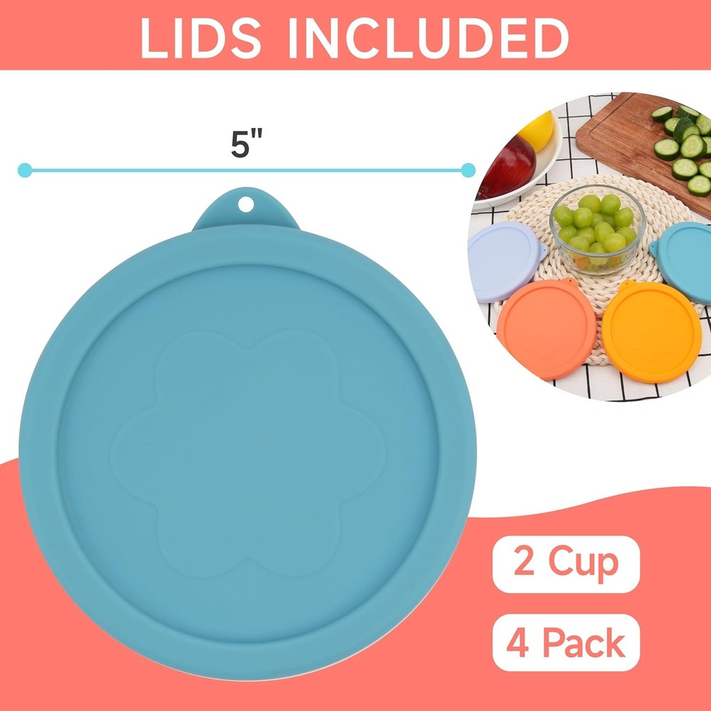 2 Cup Silicone Replacement Lids Storage Cover for 2 - 4 Pack, colorful