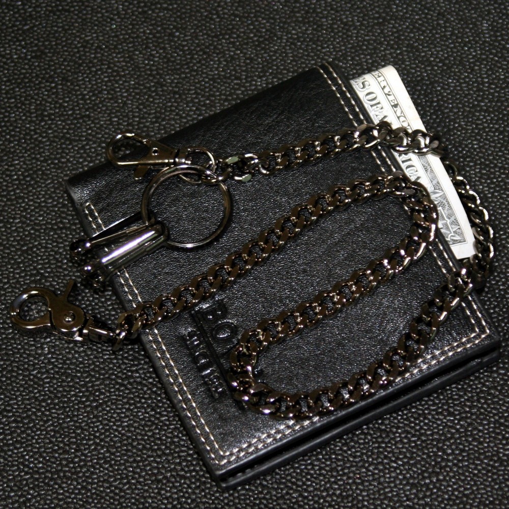 DK Basic Strong Leash Biker Trucker Key Jean Wallet Chain (16") BLACK CS146