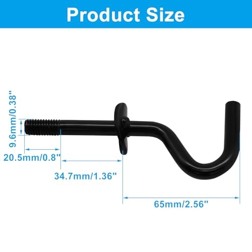 2Pcs Heavy Duty Replacement Hooks Holding Hammock, 3/8 Inch Diameter, Black