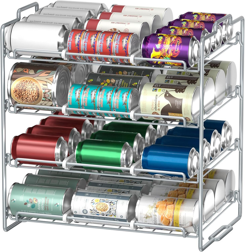 Stackable 4-Tier Can Rack Organizer for Kitchen and Pantry, Holds 48 Cans