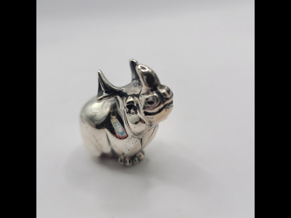 ***SALE** SOLID STERLING SILVER SMALL RHINOCEROS FIGURINE**