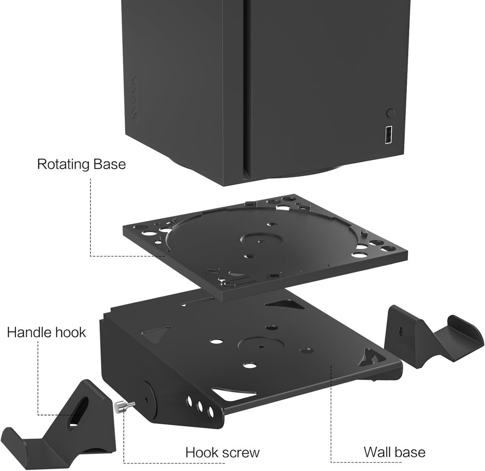 Rotatable Wall Mount for Xbox Series X - 2 Controller Holder & Headphone Hook