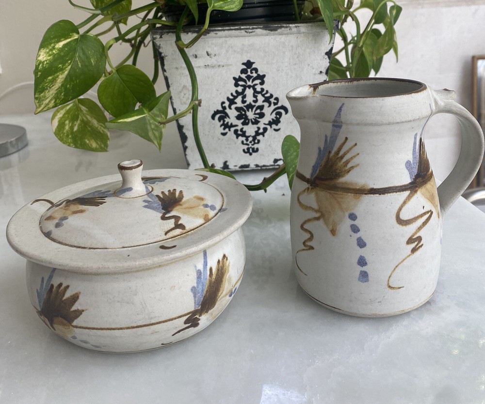 Mid Century Look; Studio Pottery Sugar & Creamer Set Signed JB -Bedding, Britt??