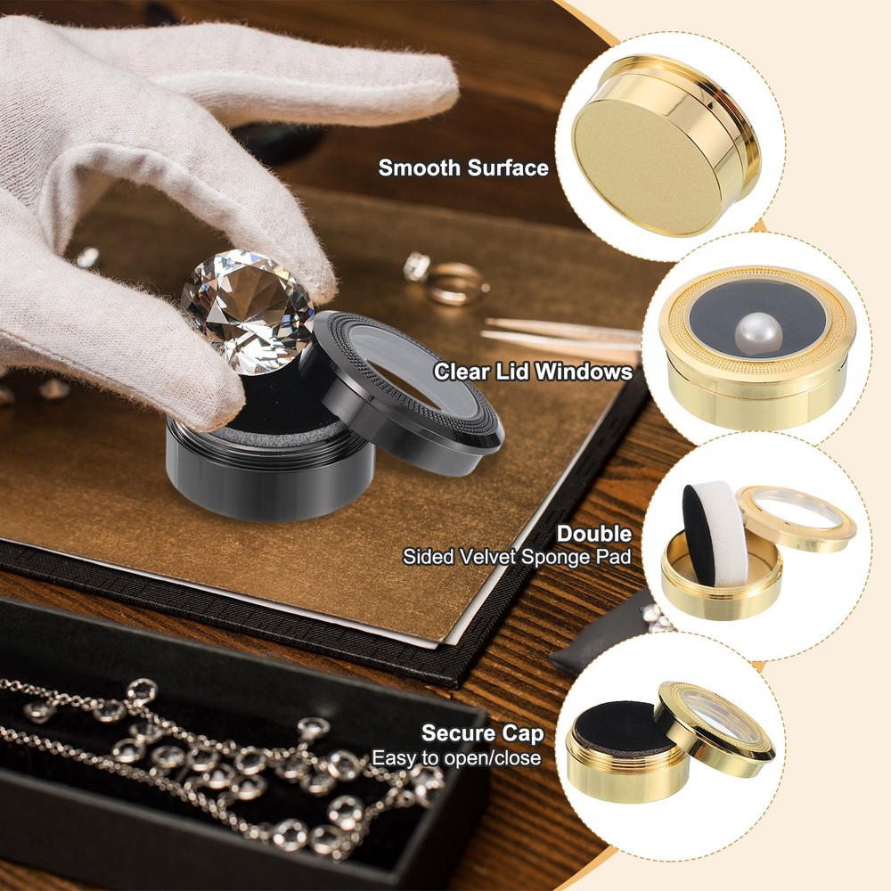 1.5x0.6 Inch 3 Pcs Elegant Pattern Gemstone Display Case Box, Silver Tone