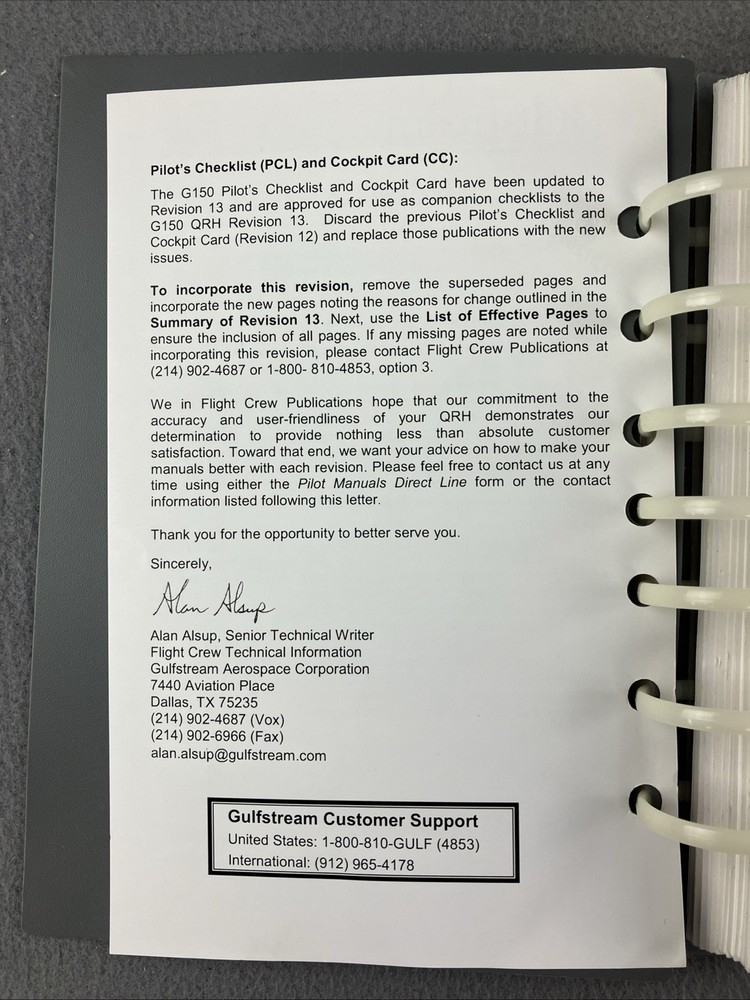 Gulfstream G150 Quick Reference Handbook 2009 Spinal Bound Aviation