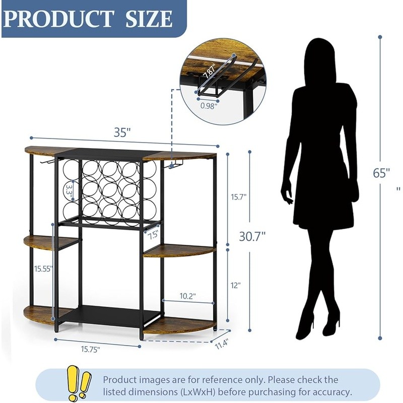 Smart LED Wine Bar Cabinet W/ Storage Glasses & Bottles Multi-Functional Decor