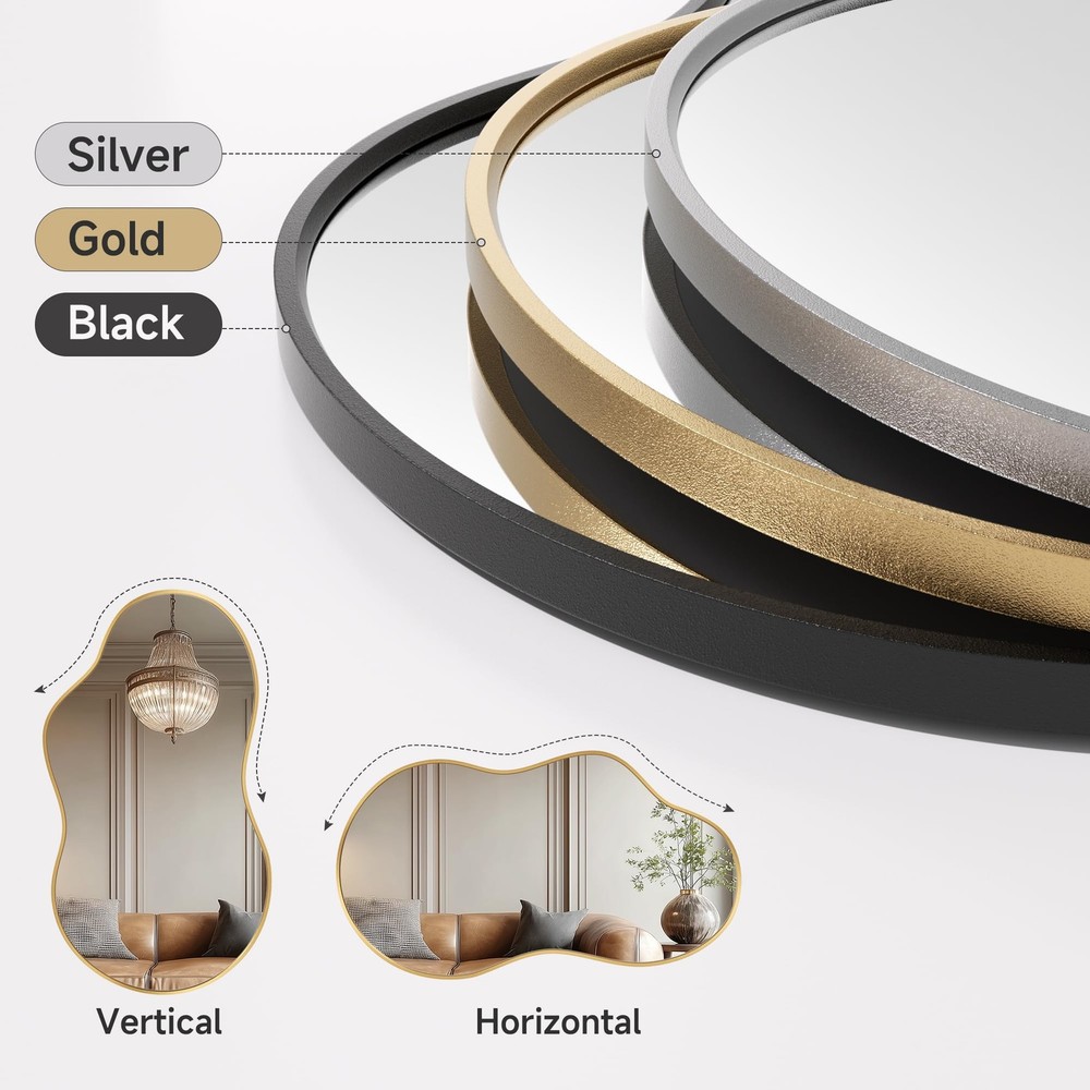 Irregular Wall Mirror - 35"x20" Asymmetrical Mirror, Modern Decorative Mirror...