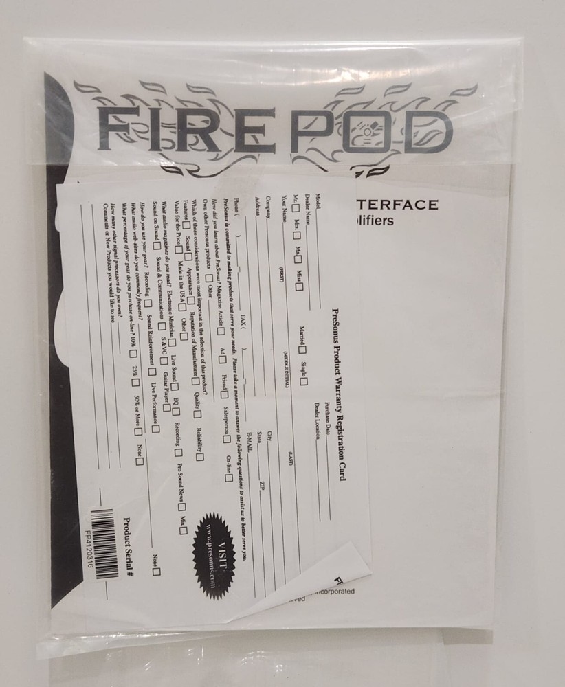 PreSonus Firepod FireWire Audio Interface FP10 Studio Recording 24 Bit 96k