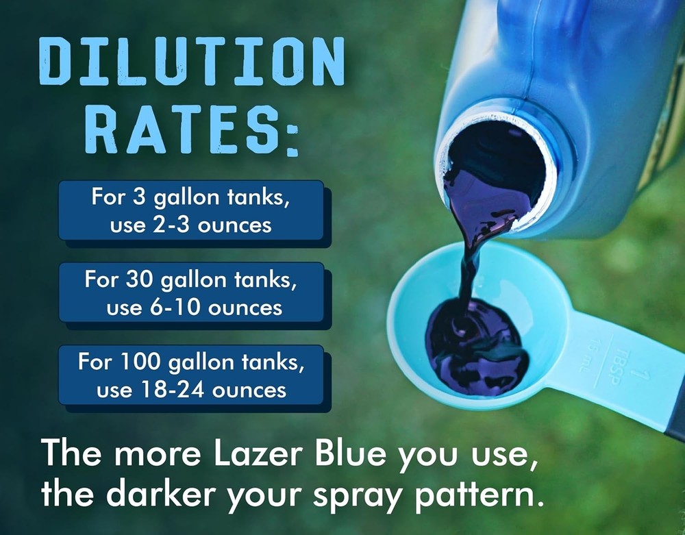 Lazer Blue - 32 Ounces - Concentrated Spray Pattern Indicator - Perfect Weed/...