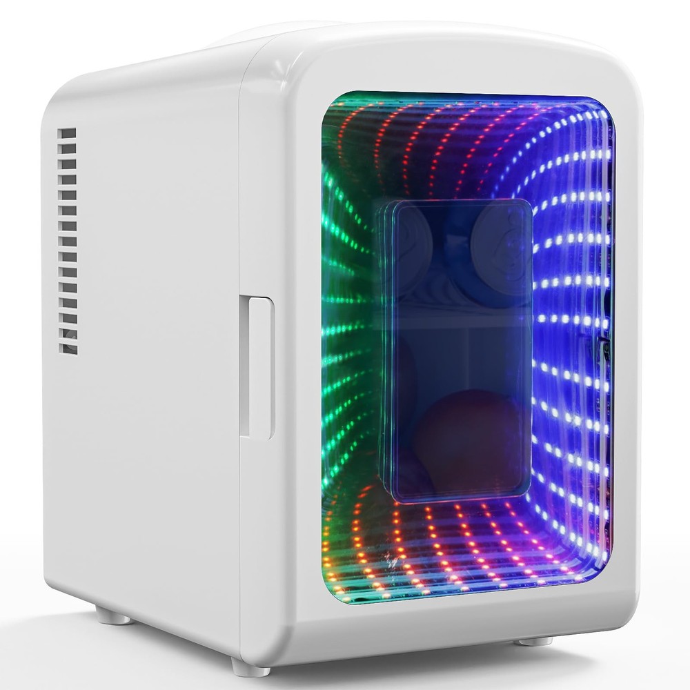 Mini Compact Refrigerator with Gaming Light, 4L Capacity/6 Cans Portable Mini...