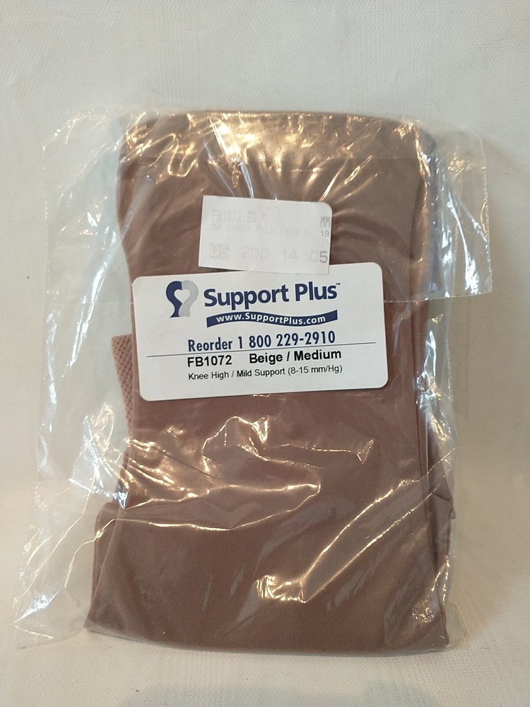 Support Plus FB1072 Beige 8-15 mmHg Compression Knee High Support Socks Medium