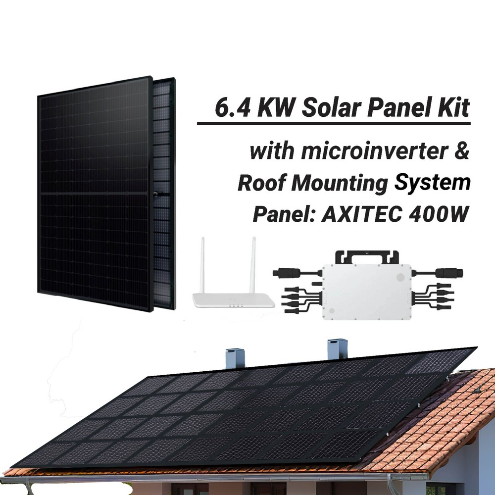 6.4KW DIY Solar Panel Kit Grid-Tie Micro-Inverter Racking Home Energy Solution