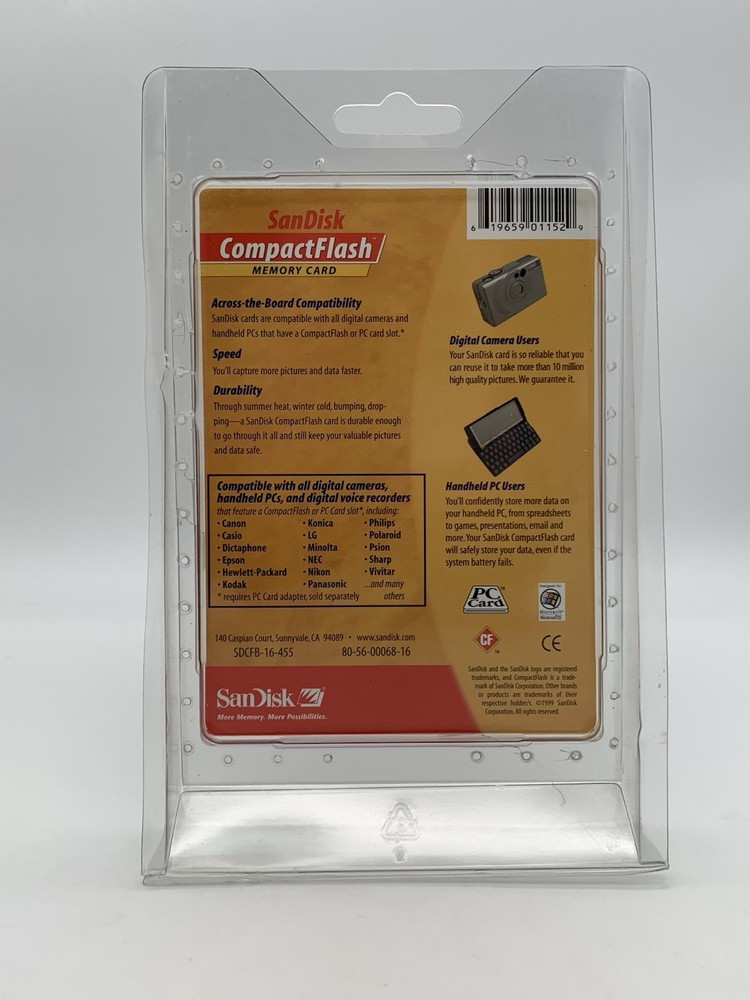 16MB SanDisk Compact Flash Memory Card SDCFB original package