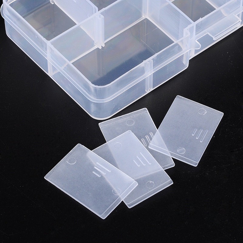 Clear Plastic Beads Display Storage Case Box Bead Container Adjustable Dividers
